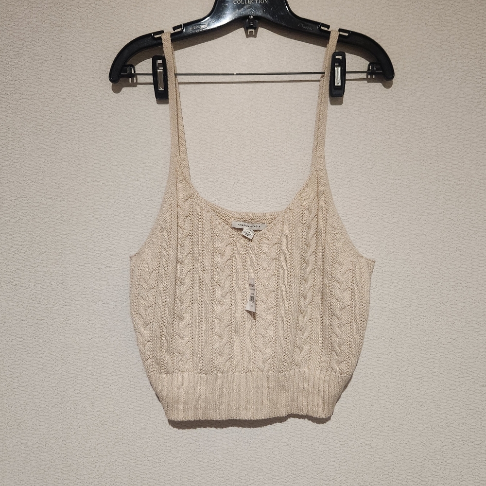 American Eagle Cableknit Sweater Crop Tank Top Womens Large New